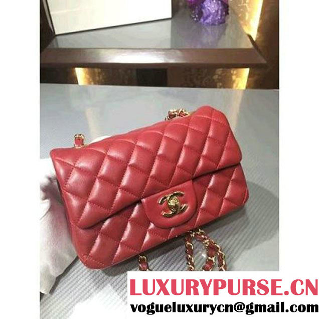 Chanel 1116 Mini Rectangular Lambskin Classic Flap Bag Red (GOLD Hardware) (MC-6082911 )