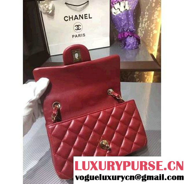 Chanel 1116 Mini Rectangular Lambskin Classic Flap Bag Red (GOLD Hardware) (MC-6082911 )
