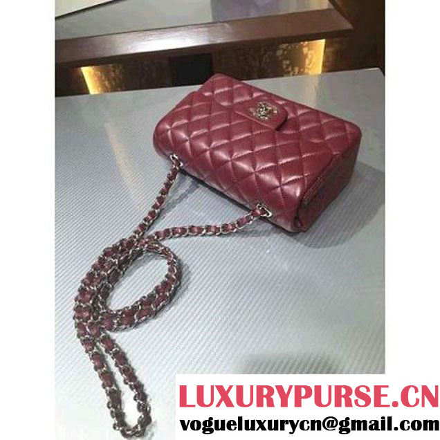 Chanel 1116 Mini Rectangular Lambskin Classic Flap Bag Burgundy (Silver Hardware) (MC-6082912 )