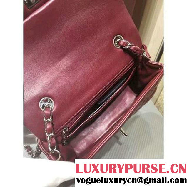Chanel 1116 Mini Rectangular Lambskin Classic Flap Bag Burgundy (Silver Hardware) (MC-6082912 )