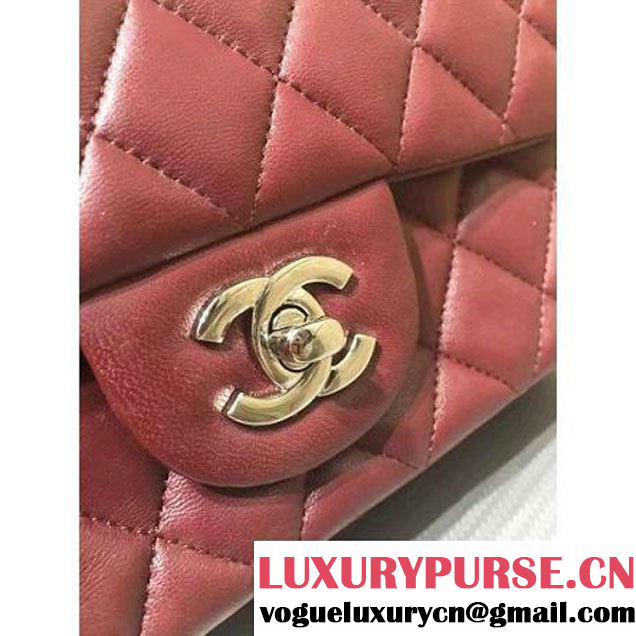 Chanel 1116 Mini Rectangular Lambskin Classic Flap Bag Burgundy (Silver Hardware) (MC-6082912 )