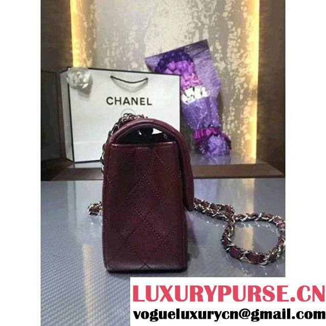 Chanel 1116 Mini Rectangular Lambskin Classic Flap Bag Burgundy (Silver Hardware) (MC-6082912 )