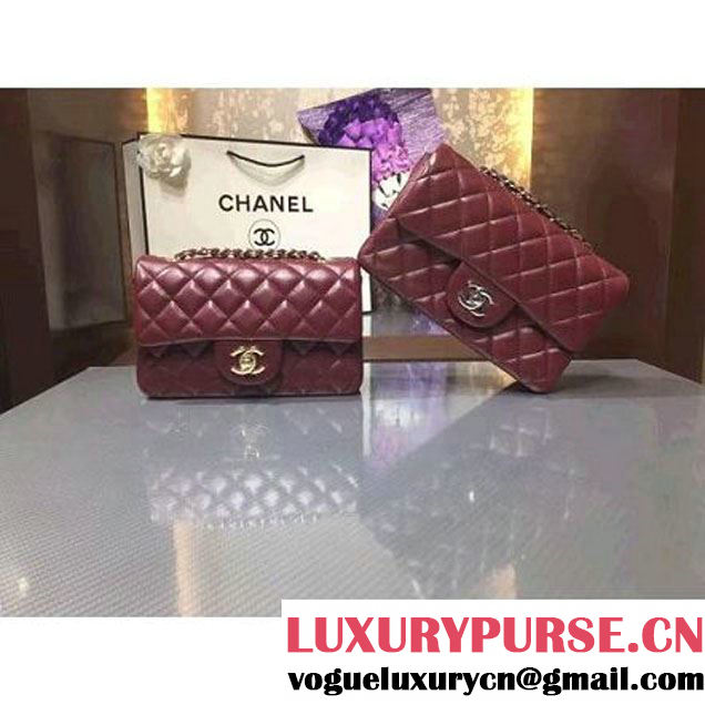 Chanel 1116 Mini Rectangular Lambskin Classic Flap Bag Burgundy (Silver Hardware) (MC-6082912 )