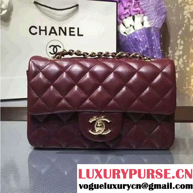 Chanel 1116 Mini Rectangular Lambskin Classic Flap Bag Burgundy (gold Hardware) (MC-6082913 )