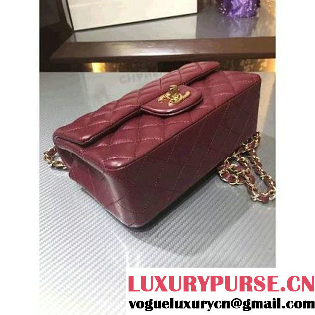 Chanel 1116 Mini Rectangular Lambskin Classic Flap Bag Burgundy (gold Hardware) (MC-6082913 )