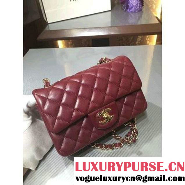 Chanel 1116 Mini Rectangular Lambskin Classic Flap Bag Burgundy (gold Hardware) (MC-6082913 )