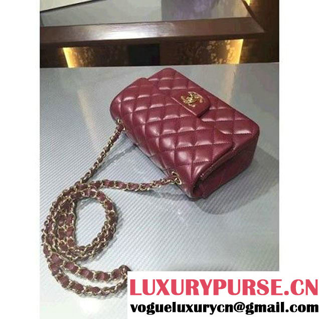 Chanel 1116 Mini Rectangular Lambskin Classic Flap Bag Burgundy (gold Hardware) (MC-6082913 )