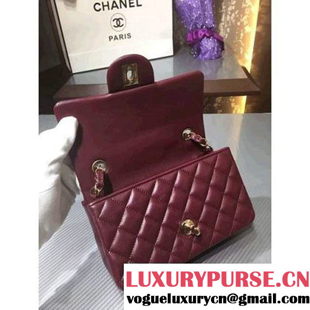 Chanel 1116 Mini Rectangular Lambskin Classic Flap Bag Burgundy (gold Hardware) (MC-6082913 )