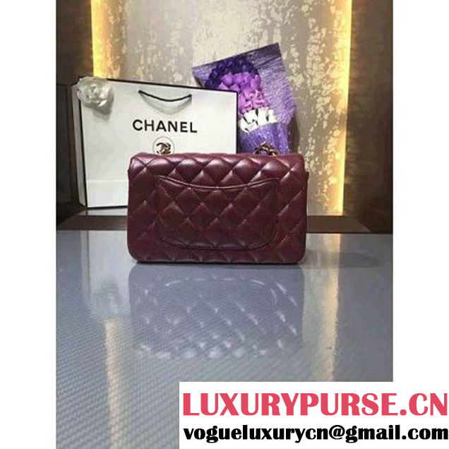 Chanel 1116 Mini Rectangular Lambskin Classic Flap Bag Burgundy (gold Hardware) (MC-6082913 )