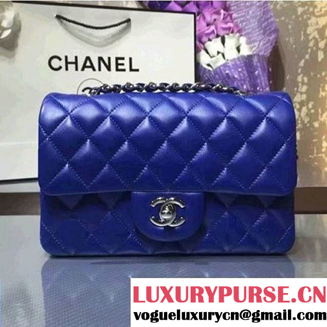 Chanel 1116 Mini Rectangular Lambskin Classic Flap Bag Royal Blue (Silver Hardware) (MC-6082916 )