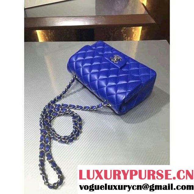 Chanel 1116 Mini Rectangular Lambskin Classic Flap Bag Royal Blue (Silver Hardware) (MC-6082916 )