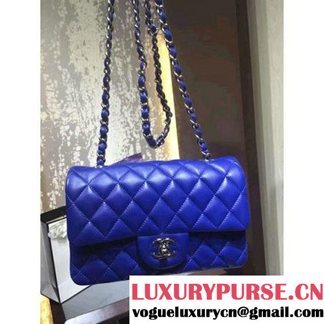 Chanel 1116 Mini Rectangular Lambskin Classic Flap Bag Royal Blue (Silver Hardware) (MC-6082916 )