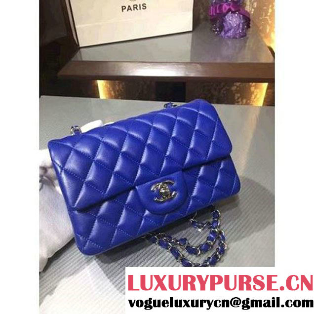 Chanel 1116 Mini Rectangular Lambskin Classic Flap Bag Royal Blue (Silver Hardware) (MC-6082916 )