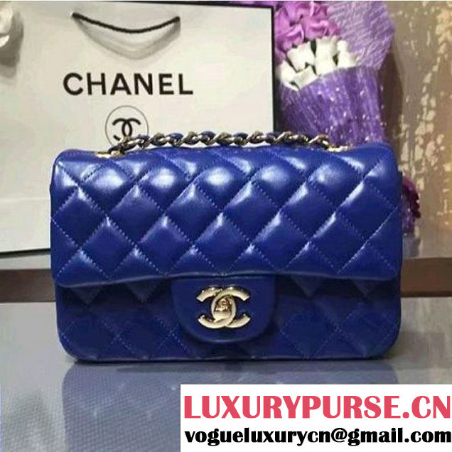 Chanel 1116 Mini Rectangular Lambskin Classic Flap Bag Royal Blue (gold Hardware) (MC-6082917 )