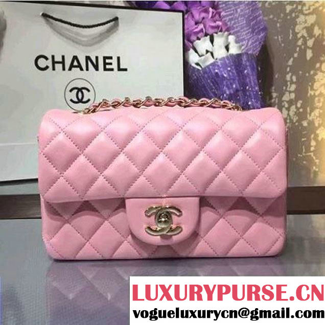 Chanel 1116 Mini Rectangular Lambskin Classic Flap Bag Pink (Silver Hardware) (MC-6082919 )