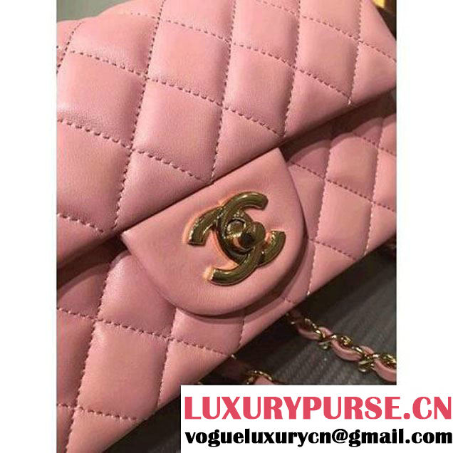 Chanel 1116 Mini Rectangular Lambskin Classic Flap Bag Pink (Silver Hardware) (MC-6082919 )
