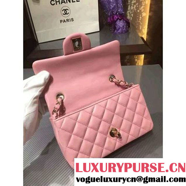 Chanel 1116 Mini Rectangular Lambskin Classic Flap Bag Pink (Silver Hardware) (MC-6082919 )