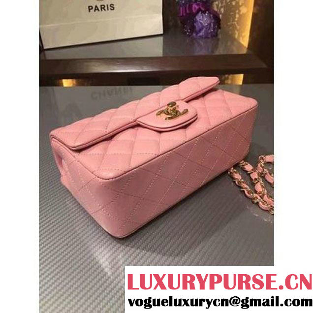 Chanel 1116 Mini Rectangular Lambskin Classic Flap Bag Pink (Silver Hardware) (MC-6082919 )