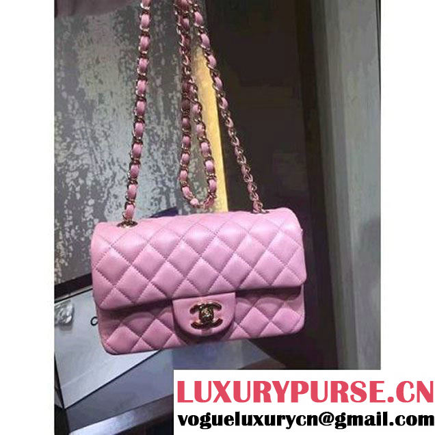Chanel 1116 Mini Rectangular Lambskin Classic Flap Bag Pink (Silver Hardware) (MC-6082919 )