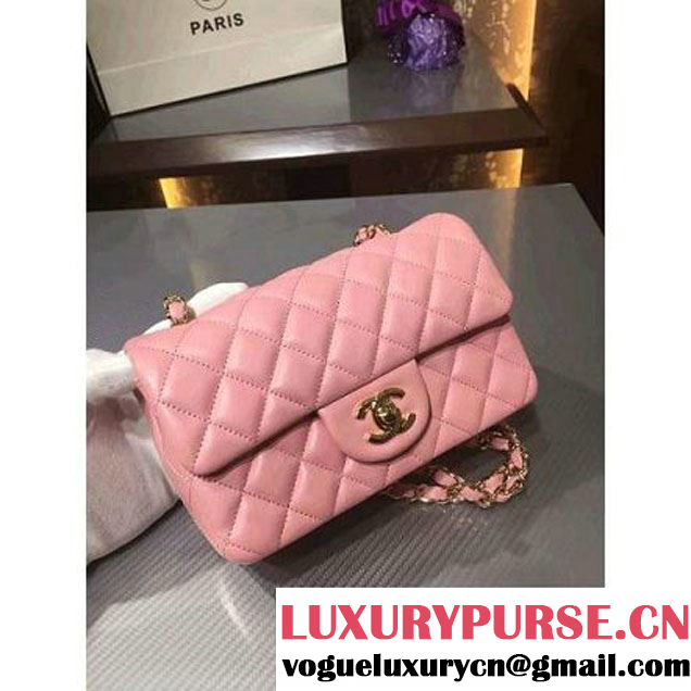 Chanel 1116 Mini Rectangular Lambskin Classic Flap Bag Pink (Silver Hardware) (MC-6082919 )