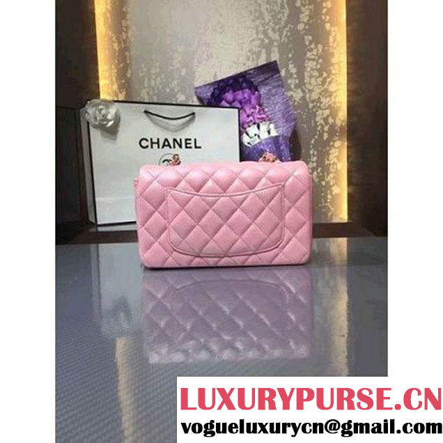 Chanel 1116 Mini Rectangular Lambskin Classic Flap Bag Pink (Silver Hardware) (MC-6082919 )