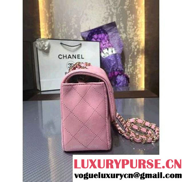 Chanel 1116 Mini Rectangular Lambskin Classic Flap Bag Pink (Silver Hardware) (MC-6082919 )