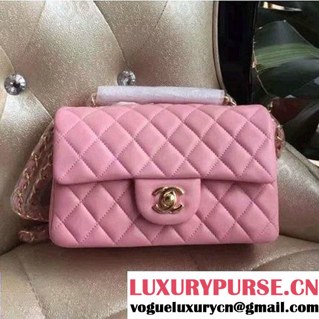 Chanel 1116 Mini Rectangular Lambskin Classic Flap Bag Pink (Gold Hardware) (MC-6082920 )