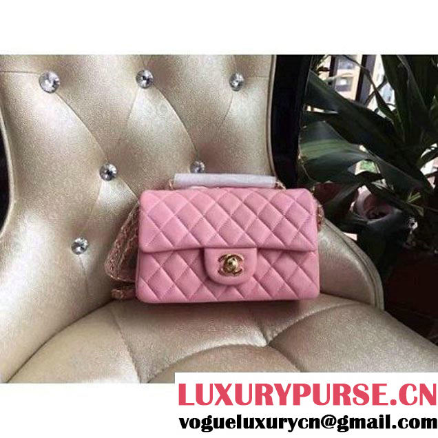 Chanel 1116 Mini Rectangular Lambskin Classic Flap Bag Pink (Gold Hardware) (MC-6082920 )