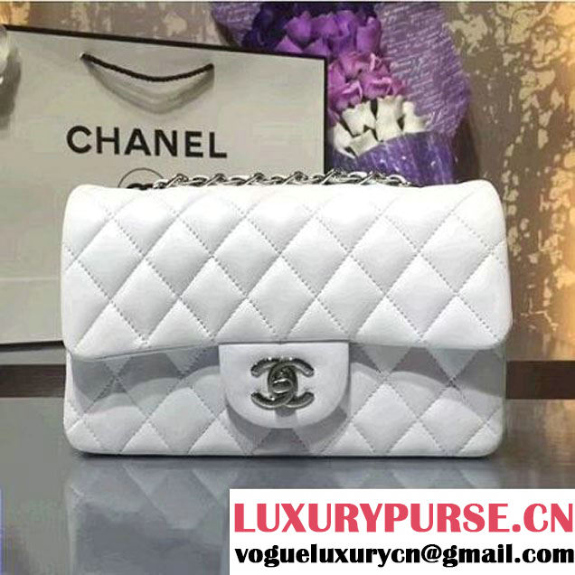 Chanel 1116 Mini Rectangular Lambskin Classic Flap Bag White (Silver Hardware) (MC-6082921 )