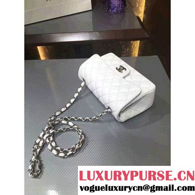 Chanel 1116 Mini Rectangular Lambskin Classic Flap Bag White (Silver Hardware) (MC-6082921 )