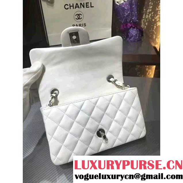 Chanel 1116 Mini Rectangular Lambskin Classic Flap Bag White (Silver Hardware) (MC-6082921 )