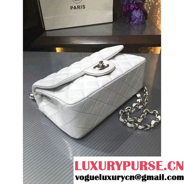 Chanel 1116 Mini Rectangular Lambskin Classic Flap Bag White (Silver Hardware) (MC-6082921 )