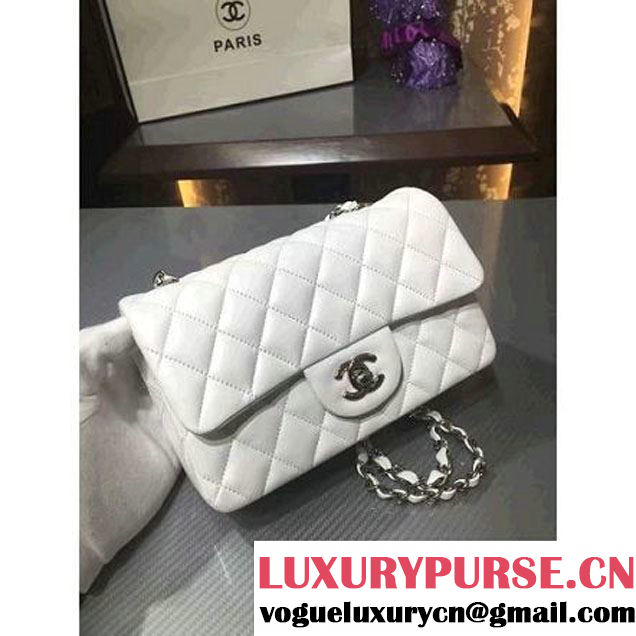 Chanel 1116 Mini Rectangular Lambskin Classic Flap Bag White (Silver Hardware) (MC-6082921 )