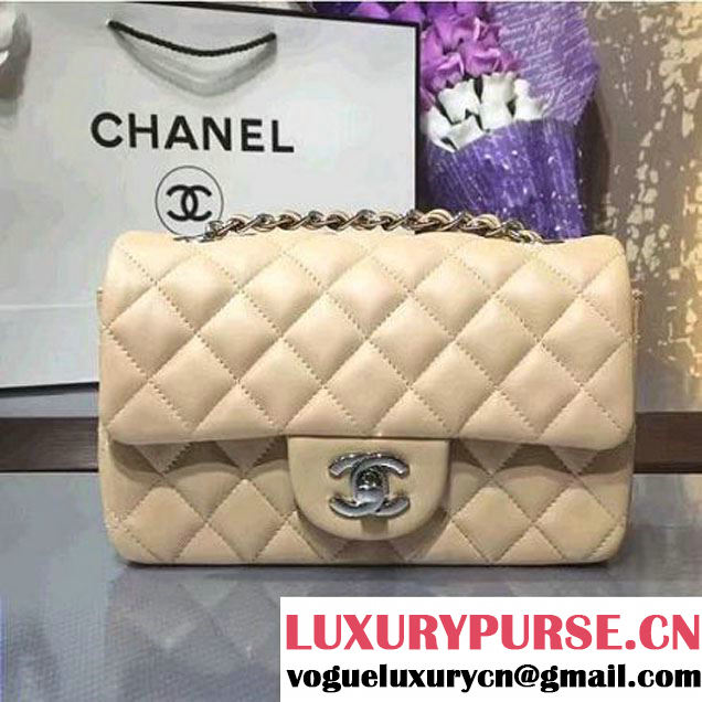 Chanel 1116 Mini Rectangular Lambskin Classic Flap Bag Apricot (Silver Hardware) (MC-6082923 )