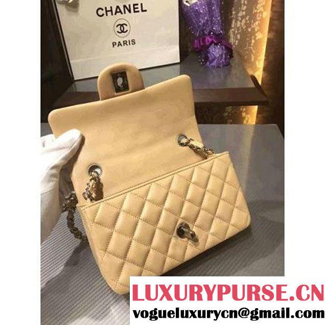 Chanel 1116 Mini Rectangular Lambskin Classic Flap Bag Apricot (Silver Hardware) (MC-6082923 )