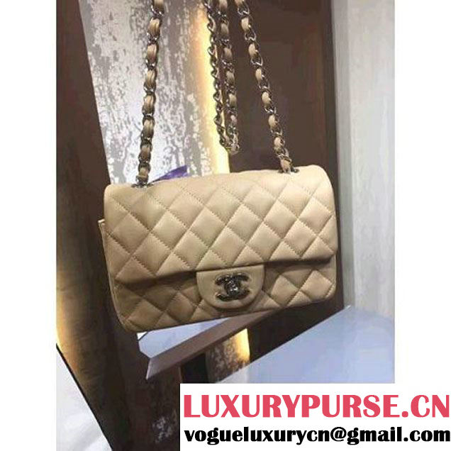 Chanel 1116 Mini Rectangular Lambskin Classic Flap Bag Apricot (Silver Hardware) (MC-6082923 )