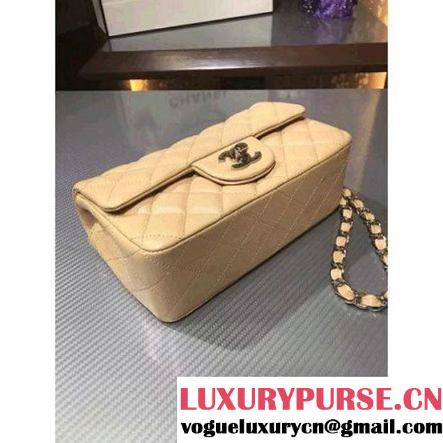Chanel 1116 Mini Rectangular Lambskin Classic Flap Bag Apricot (Silver Hardware) (MC-6082923 )