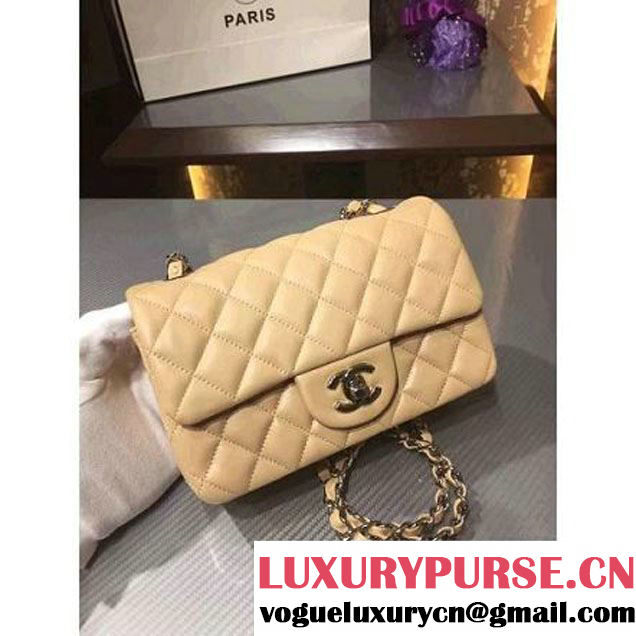Chanel 1116 Mini Rectangular Lambskin Classic Flap Bag Apricot (Silver Hardware) (MC-6082923 )