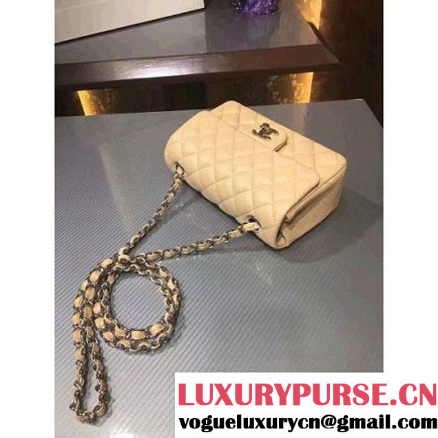 Chanel 1116 Mini Rectangular Lambskin Classic Flap Bag Apricot (Silver Hardware) (MC-6082923 )