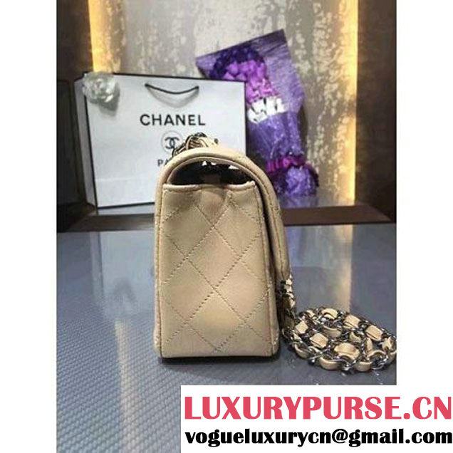 Chanel 1116 Mini Rectangular Lambskin Classic Flap Bag Apricot (Silver Hardware) (MC-6082923 )