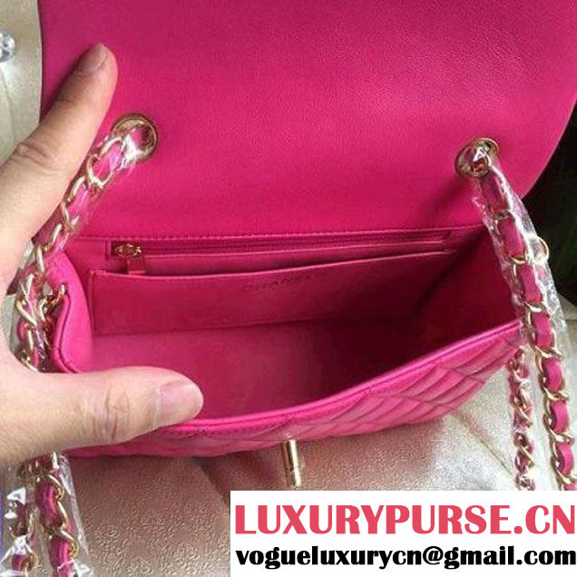 Chanel 1116 Mini Rectangular Lambskin Classic Flap Bag Rosy (Gold Hardware) (MC-6082926 )