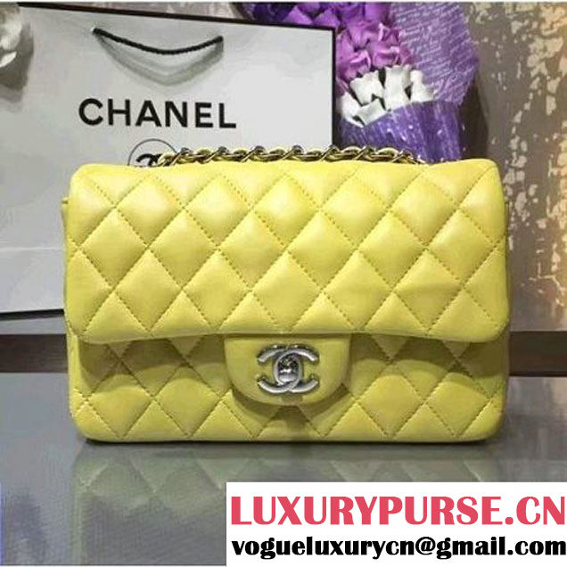 Chanel 1116 Mini Rectangular Lambskin Classic Flap Bag Rosy Yellow (Silver Hardware) (MC-6082927 )