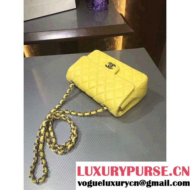 Chanel 1116 Mini Rectangular Lambskin Classic Flap Bag Rosy Yellow (Silver Hardware) (MC-6082927 )