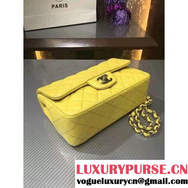 Chanel 1116 Mini Rectangular Lambskin Classic Flap Bag Rosy Yellow (Silver Hardware) (MC-6082927 )