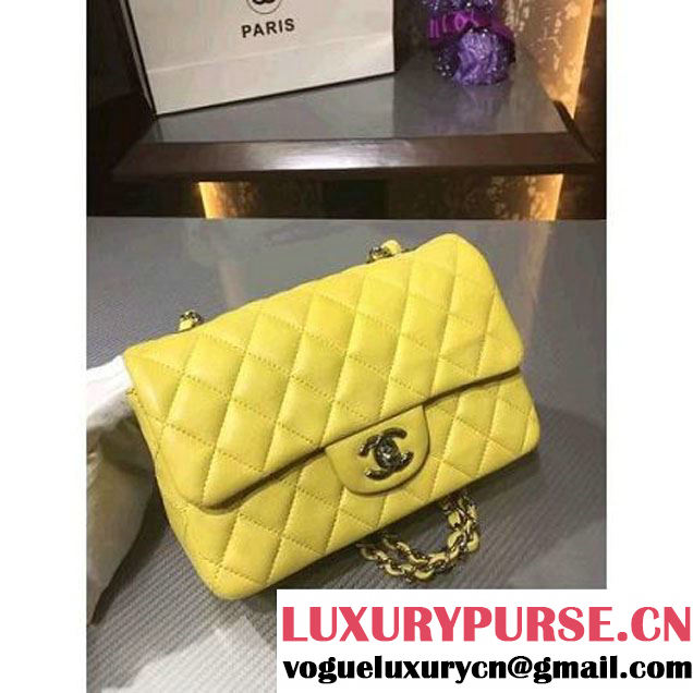 Chanel 1116 Mini Rectangular Lambskin Classic Flap Bag Rosy Yellow (Silver Hardware) (MC-6082927 )