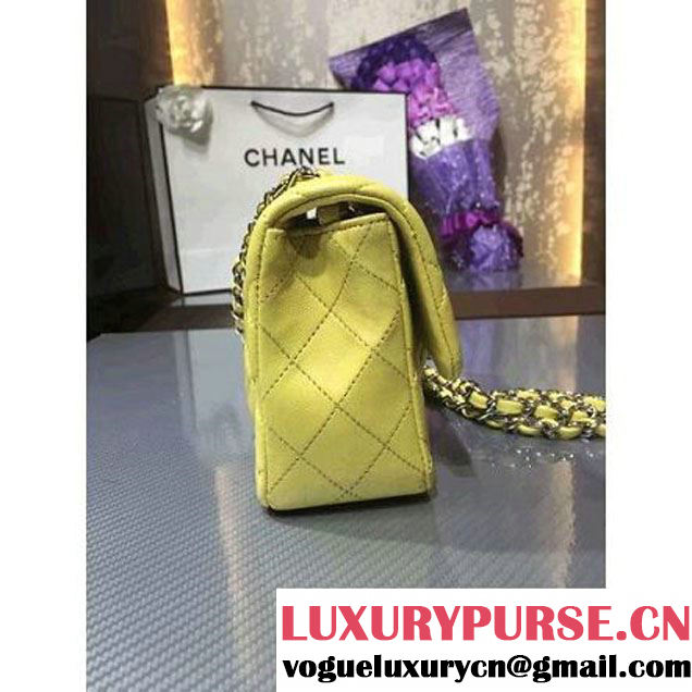 Chanel 1116 Mini Rectangular Lambskin Classic Flap Bag Rosy Yellow (Silver Hardware) (MC-6082927 )