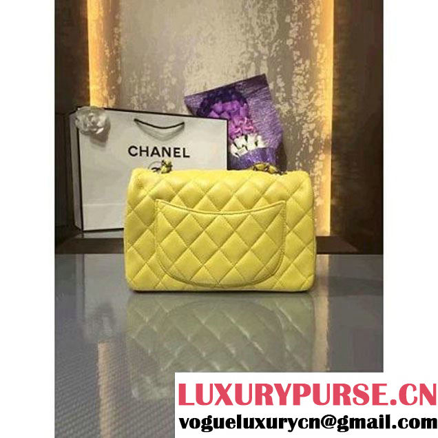 Chanel 1116 Mini Rectangular Lambskin Classic Flap Bag Rosy Yellow (Silver Hardware) (MC-6082927 )