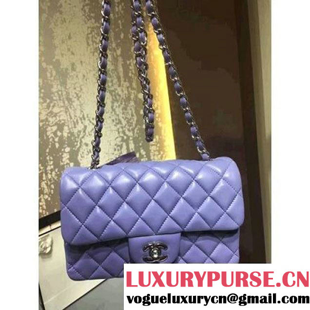 Chanel 1116 Mini Rectangular Lambskin Classic Flap Bag Lavender (Silver Hardware) (MC-6082928 )