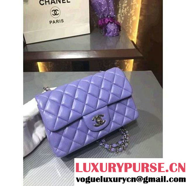Chanel 1116 Mini Rectangular Lambskin Classic Flap Bag Lavender (Silver Hardware) (MC-6082928 )