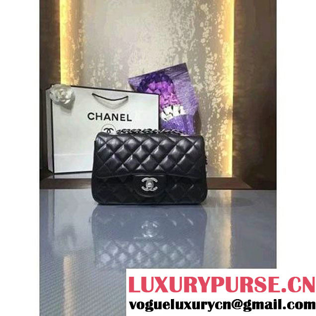 Chanel 1116 Mini Rectangular Lambskin Classic Flap Bag & Pearl Hardware Black (MC-6082929 )